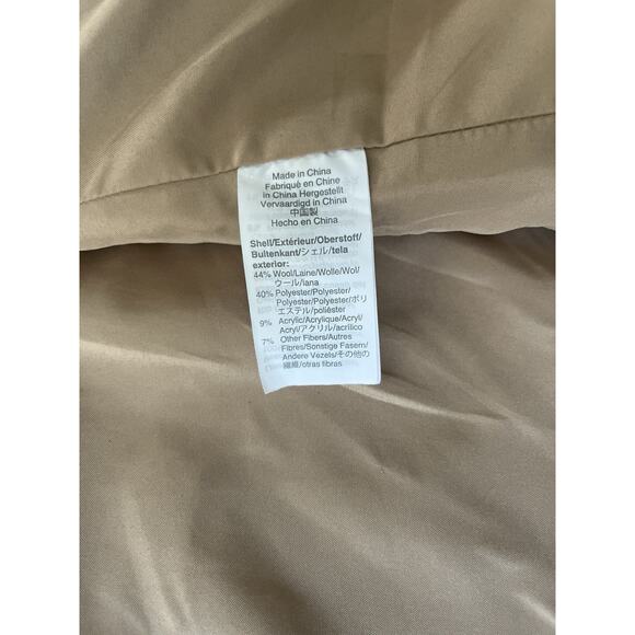 J Crew Village Coat Women 0 Tan Wool Blend Full Zip Mock Neck Lined Pockets - Picture 9 of 11